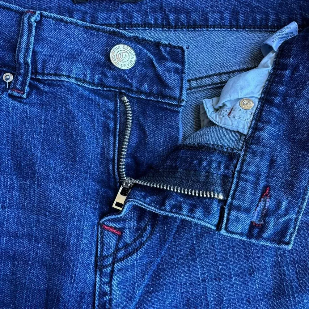 True Religion Mens Ricky Relaxed Straight Dark Wash Stretch Jeans Size 32